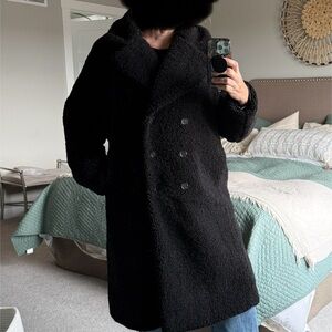 J. Crew Black Fuzzy Pea Coat